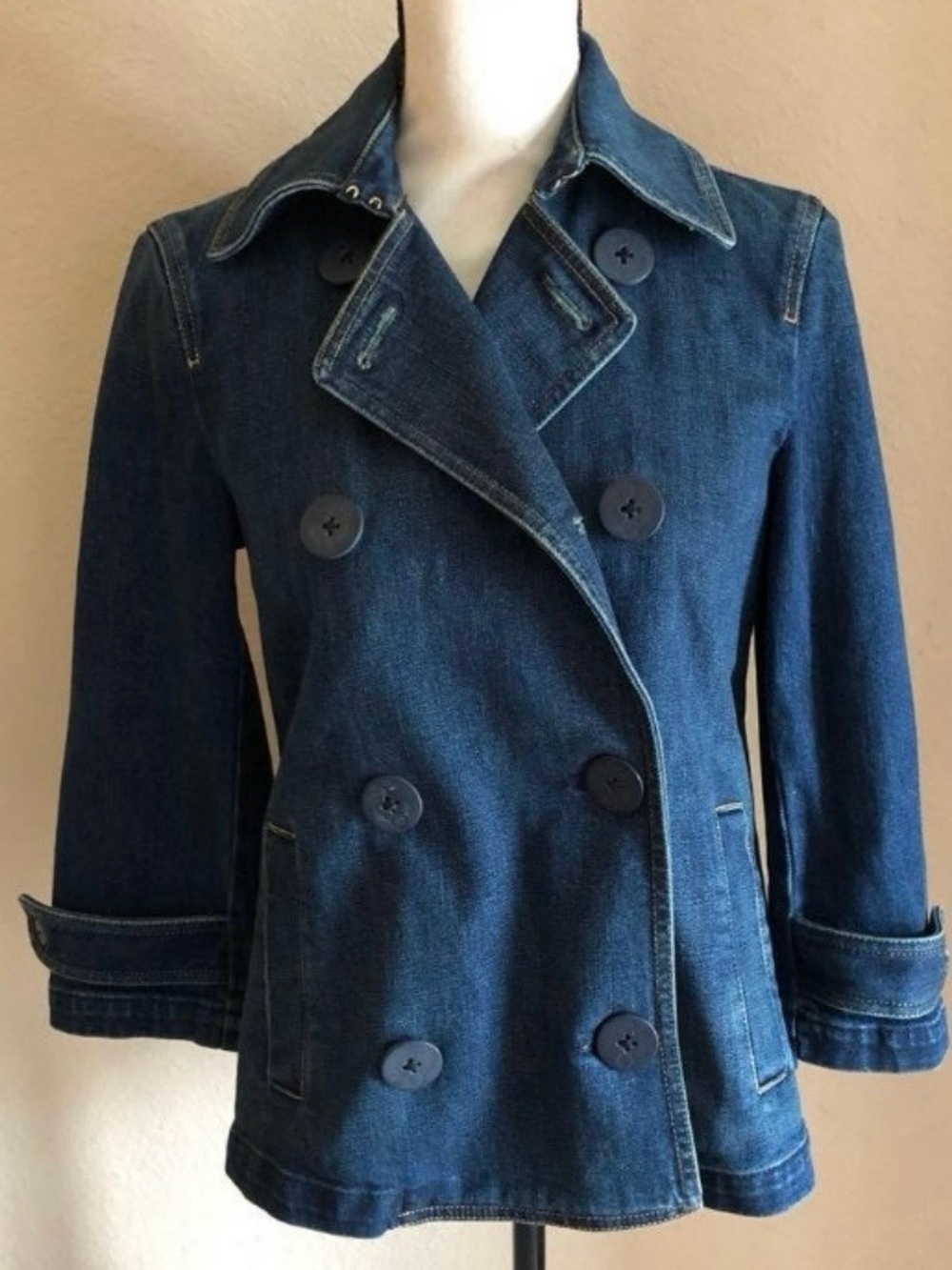 🌹✅Vintage Ralph Lauren Dark Blue Denim Double-Breasted Jacket